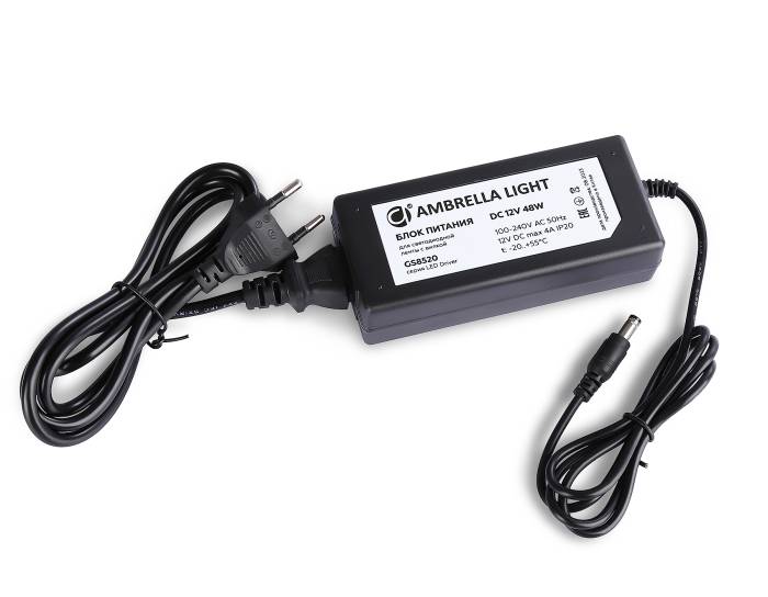 Блок питания для светодиодной ленты с вилкой 12V 48W Ambrella LED Driver 12V GS8520