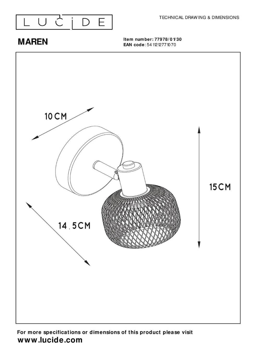 Светильник спот Lucide Maren 77978/01/30