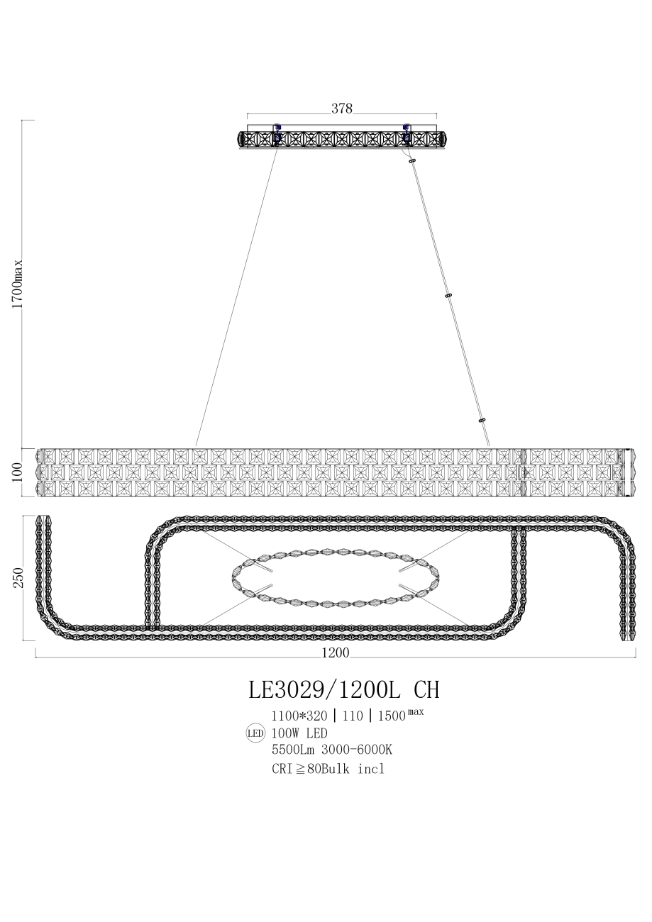 Подвесная люстра LEON Amelie LE3029/1200L CH