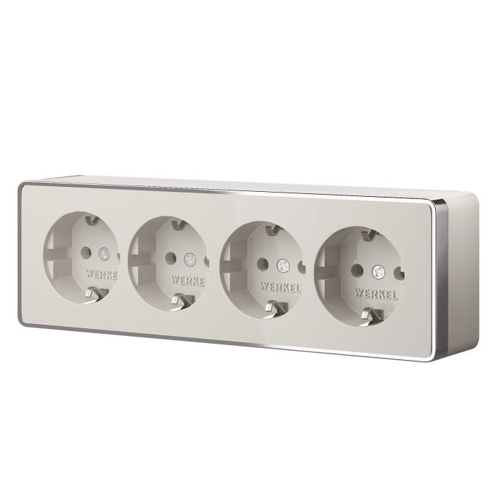 Розетка Werkel Накладные механизмы Gallant слоновая кость W5072204/ Розетка четверная с заземлением и шторками Gallant (слоновая кость)