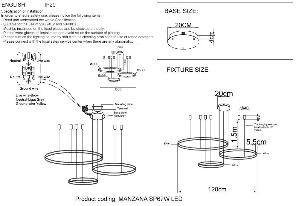 Подвесная люстра Crystal Lux Manzana MANZANA SP67W LED BLACK