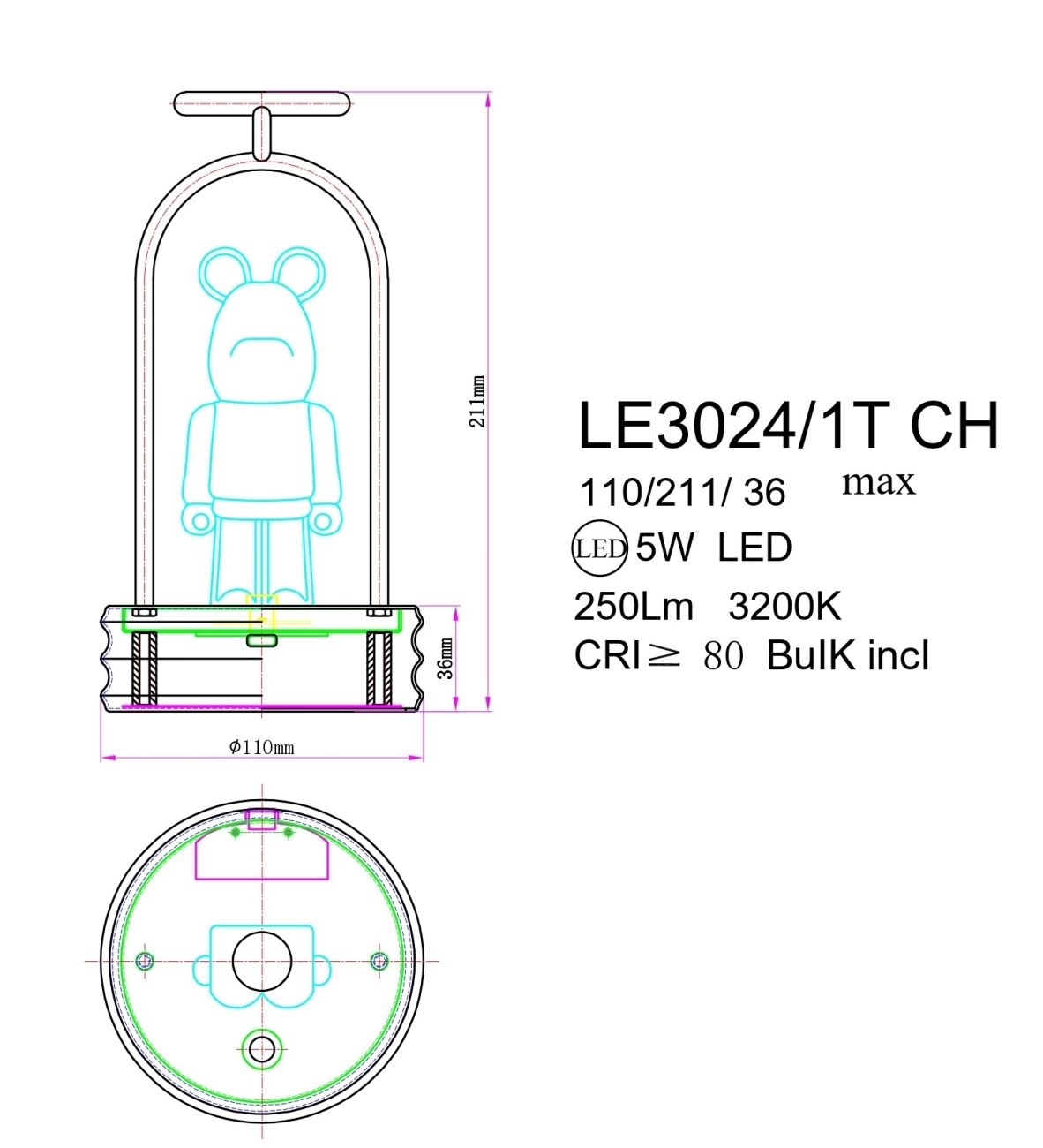 Настольная лампа LEON Joli LE3024/1T CH