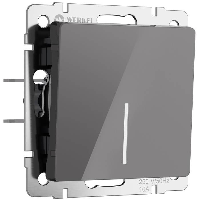 Выключатель Werkel W1112144/ Выключатель одноклавишный проходной с подсветкой (графит акрил)