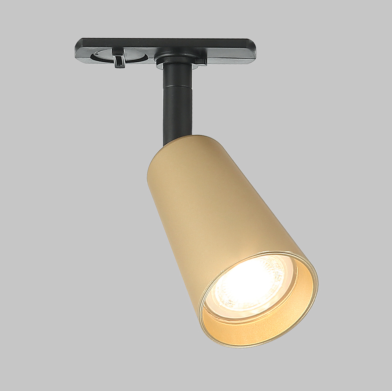 Светильник спот GU10 для трековой системы 1 фазный трек 220В, макс 50Вт, Черный/Матовое золото IL.0010.0015-BMG