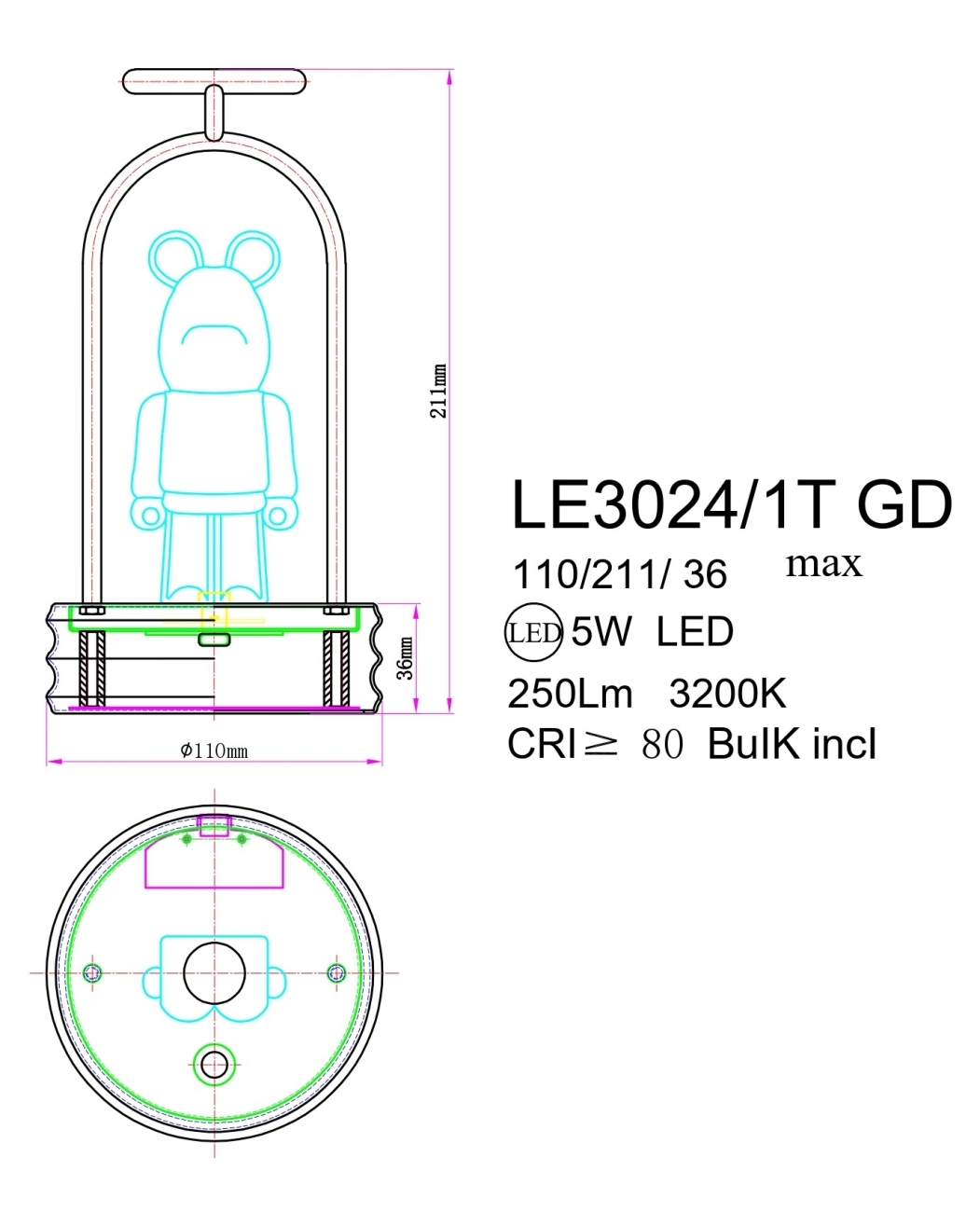 Настольная лампа LEON Joli LE3024/1T GD