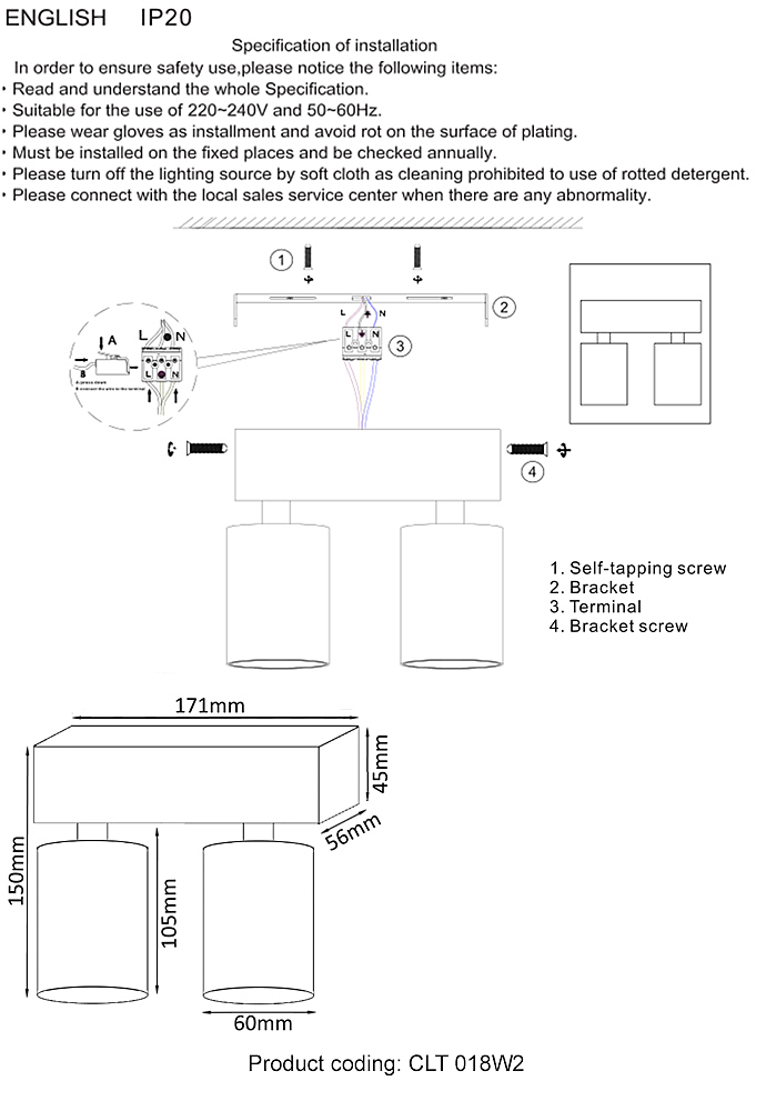 Светильник спот Crystal Lux Clt 018 CLT 018W2 WH