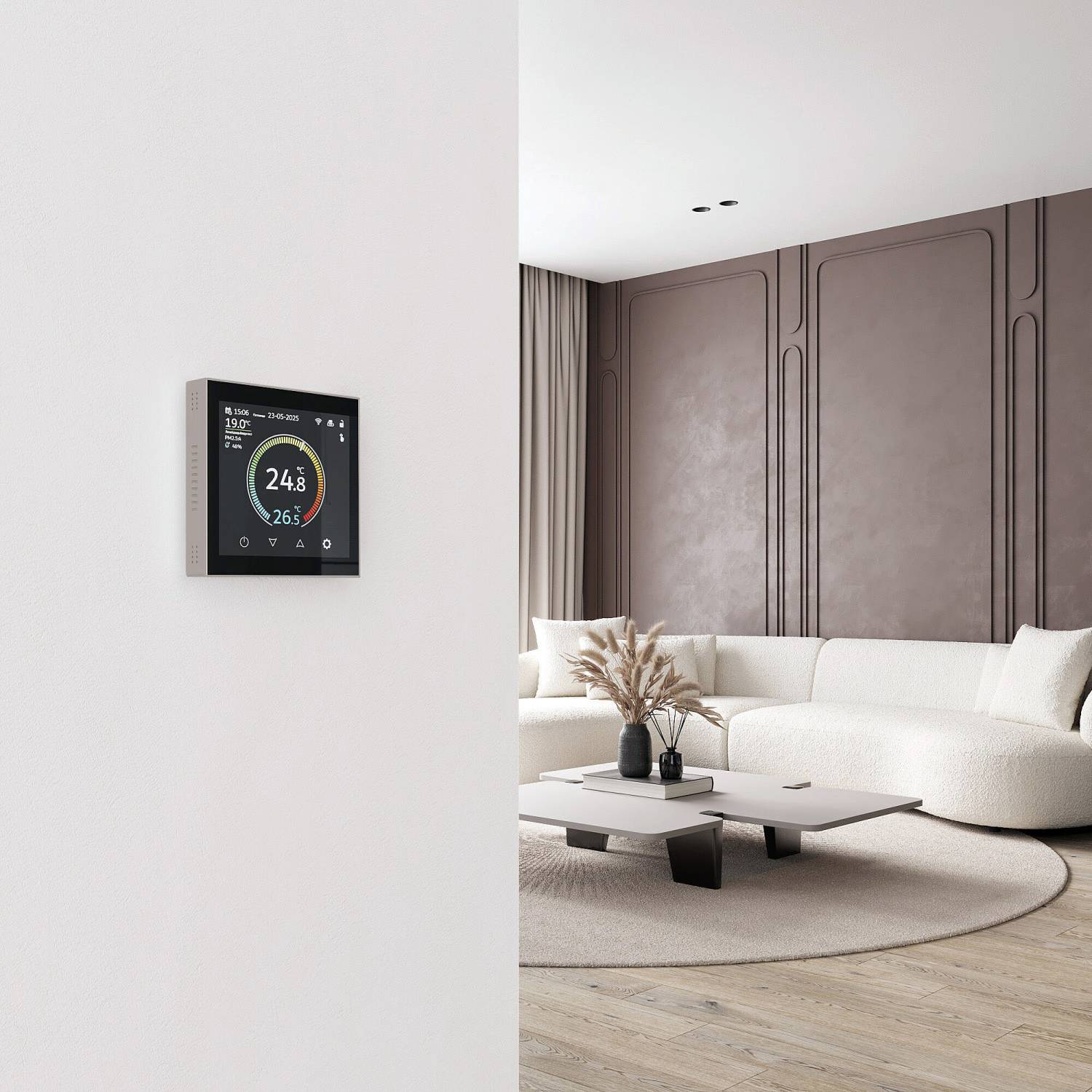 Терморегулятор Werkel Сенсорные механизмы дымчатый W1851104/ Умный сенсорный терморегулятор с LCD дисплеем (дымчатый)