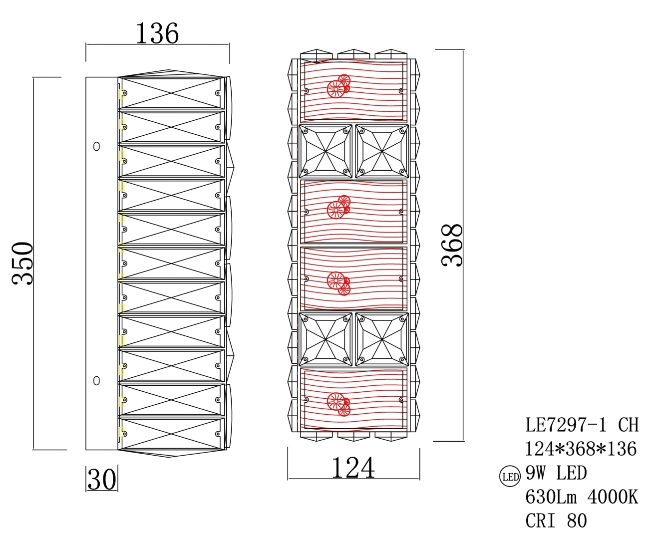 Настенный светильник LEON Cercle LE7297-1 CH