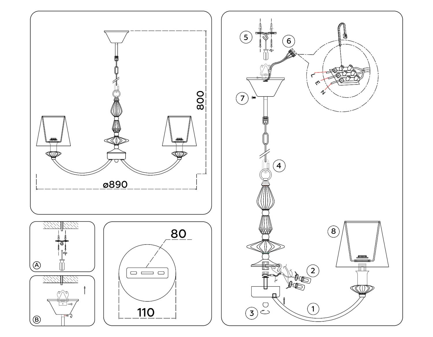 Подвесная люстра Ambrella Ceramo Classic LH75025
