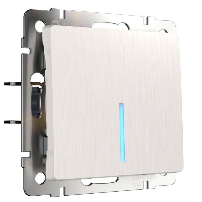 Выключатель Werkel W1110113/ Выключатель одноклавишный с подсветкой (перламутровый рифленый)