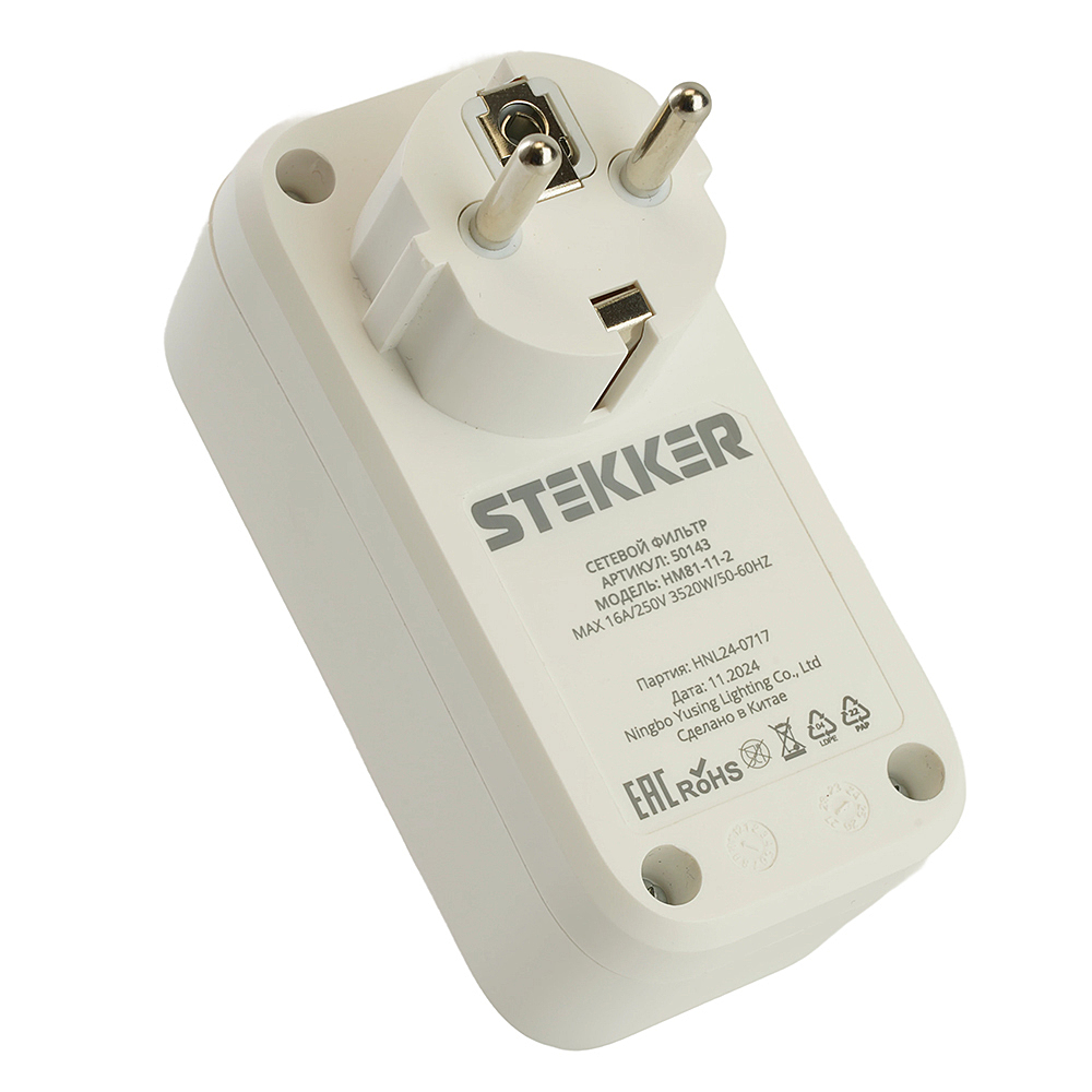 Сетевой фильтр 1-местный с/з Stekker Nova 50143