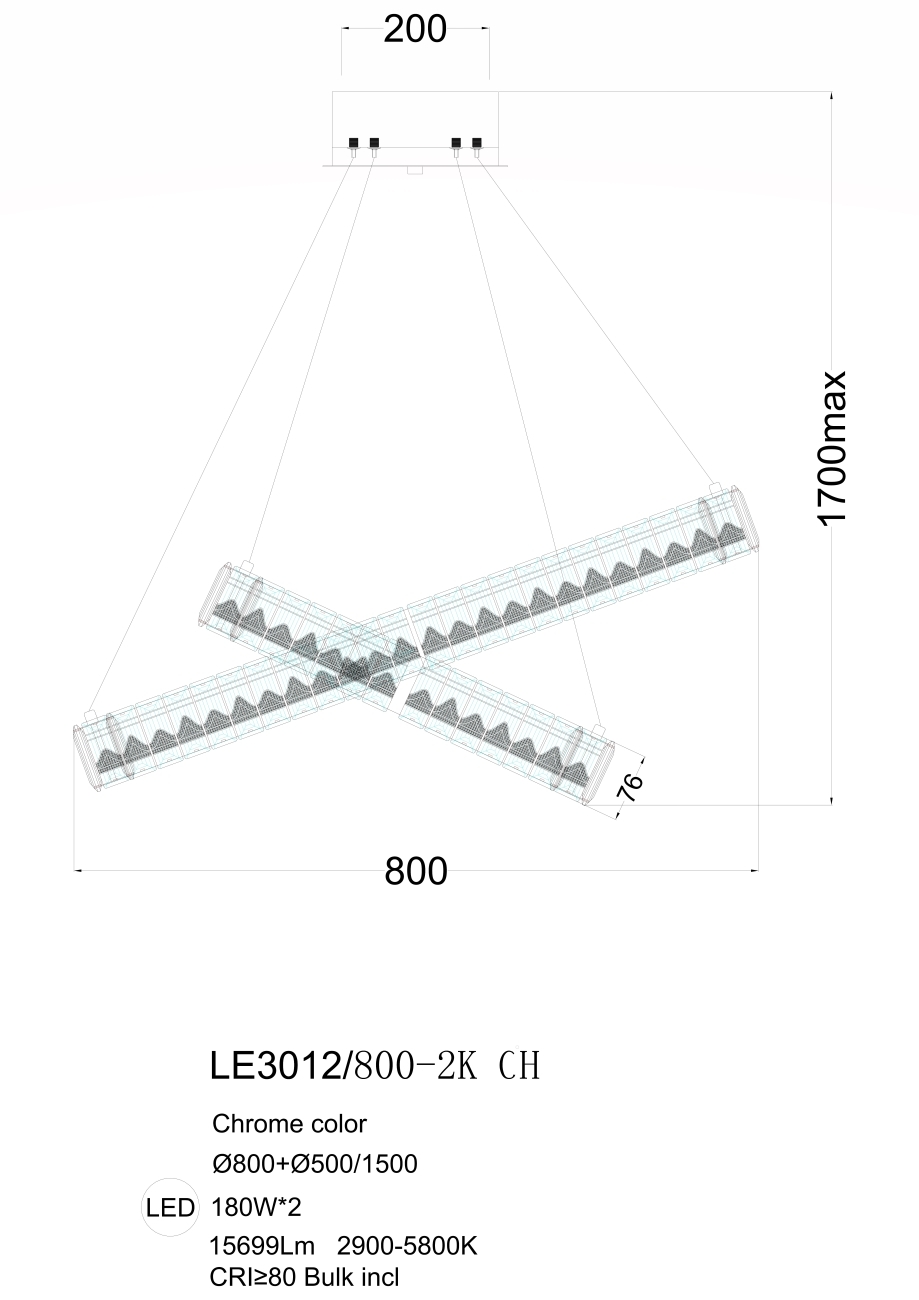 Подвесная люстра LEON Delaina LE3012/800-2K CH