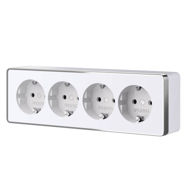 Розетка Werkel Накладные механизмы Gallant белые W5072210/ Розетка четверная с заземлением и шторками Gallant (белый)