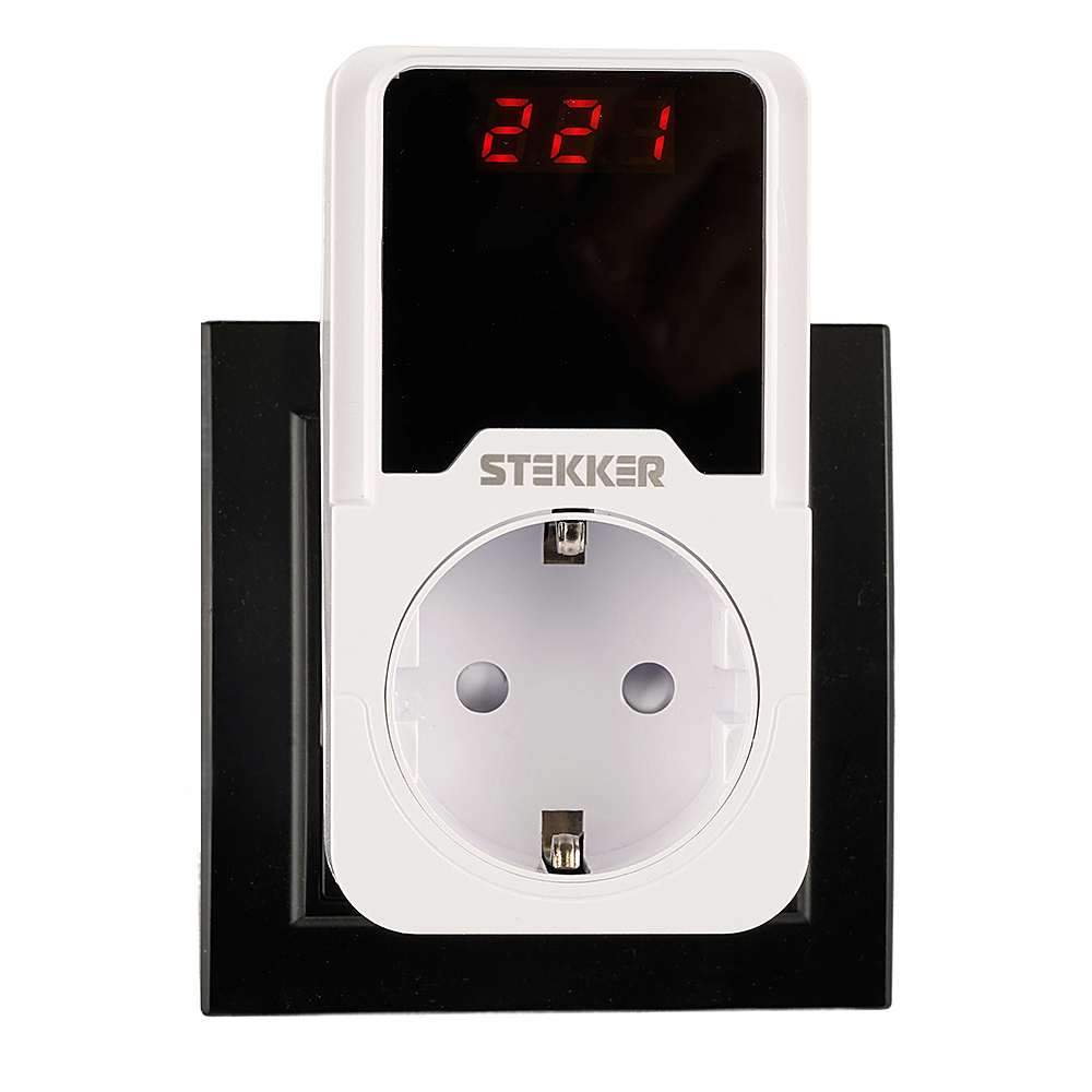 Реле напряжения для розетки регулируемое Stekker VPR-200W 50689