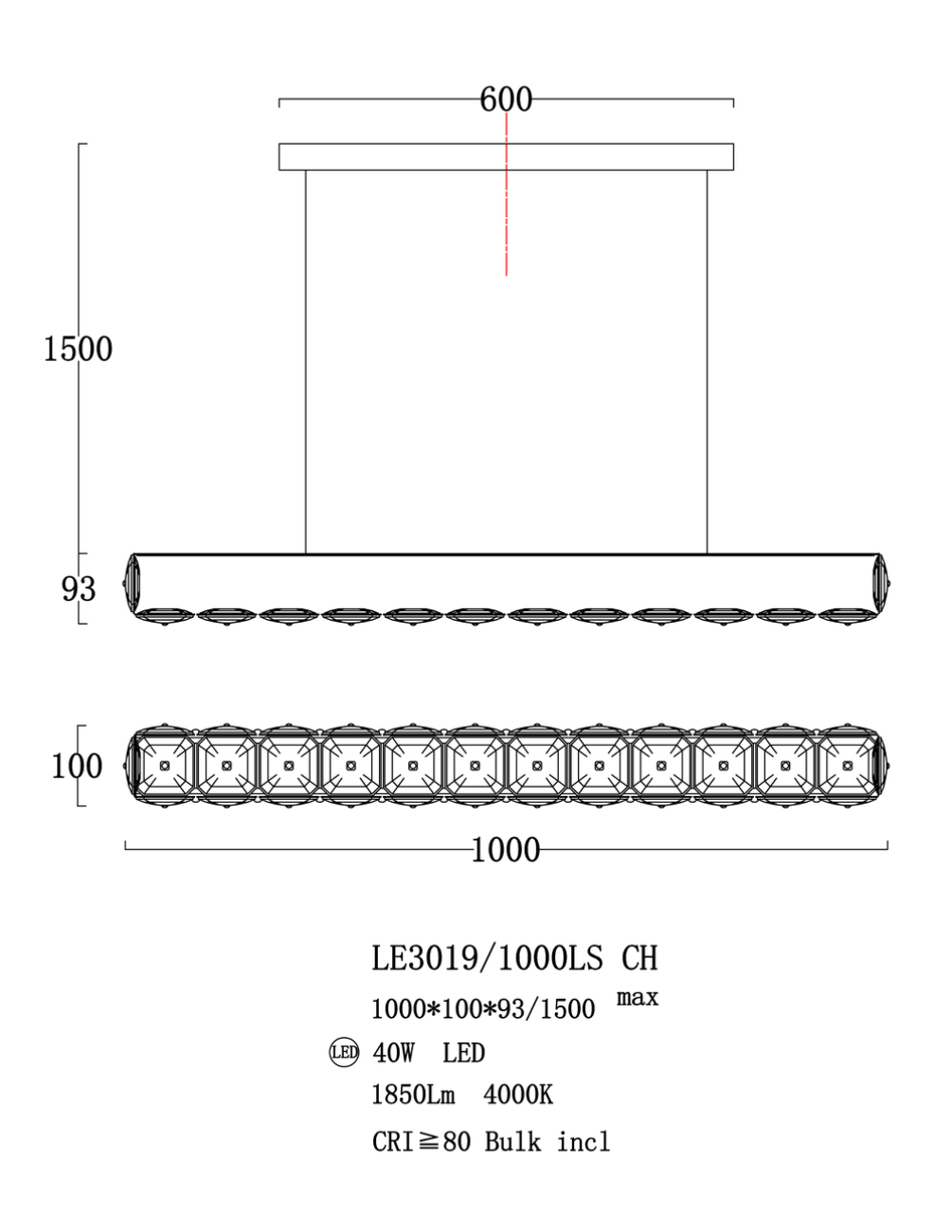Подвесная люстра LEON MontBlanc LE3019/1000LS CH