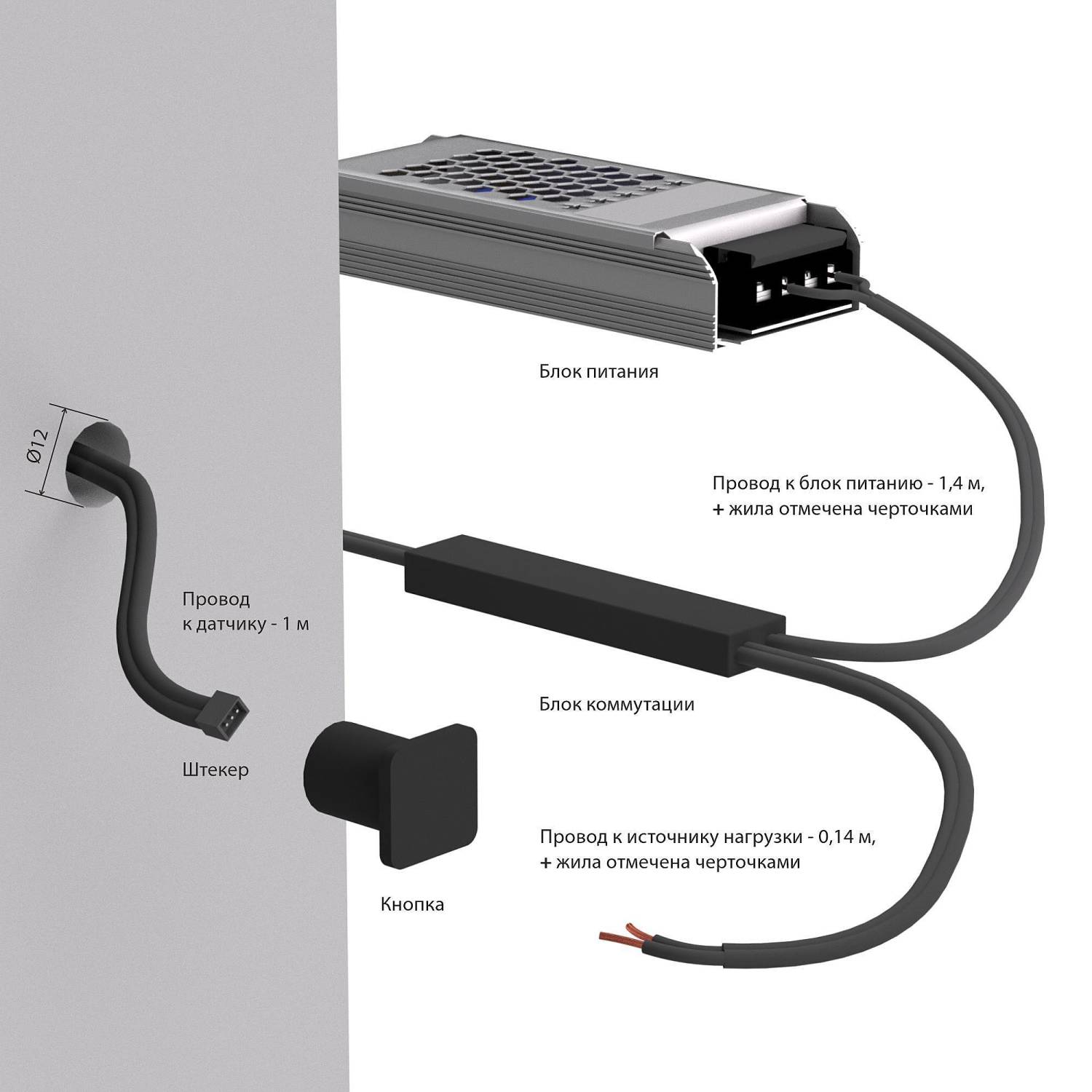 Выключатель сенсорный с функцией диммирования Elektrostandard Аксессуары для светодиодных лент 12/24V 95003/01 Выключатель сенсорный с функцией диммирования 12/24V 36/72W