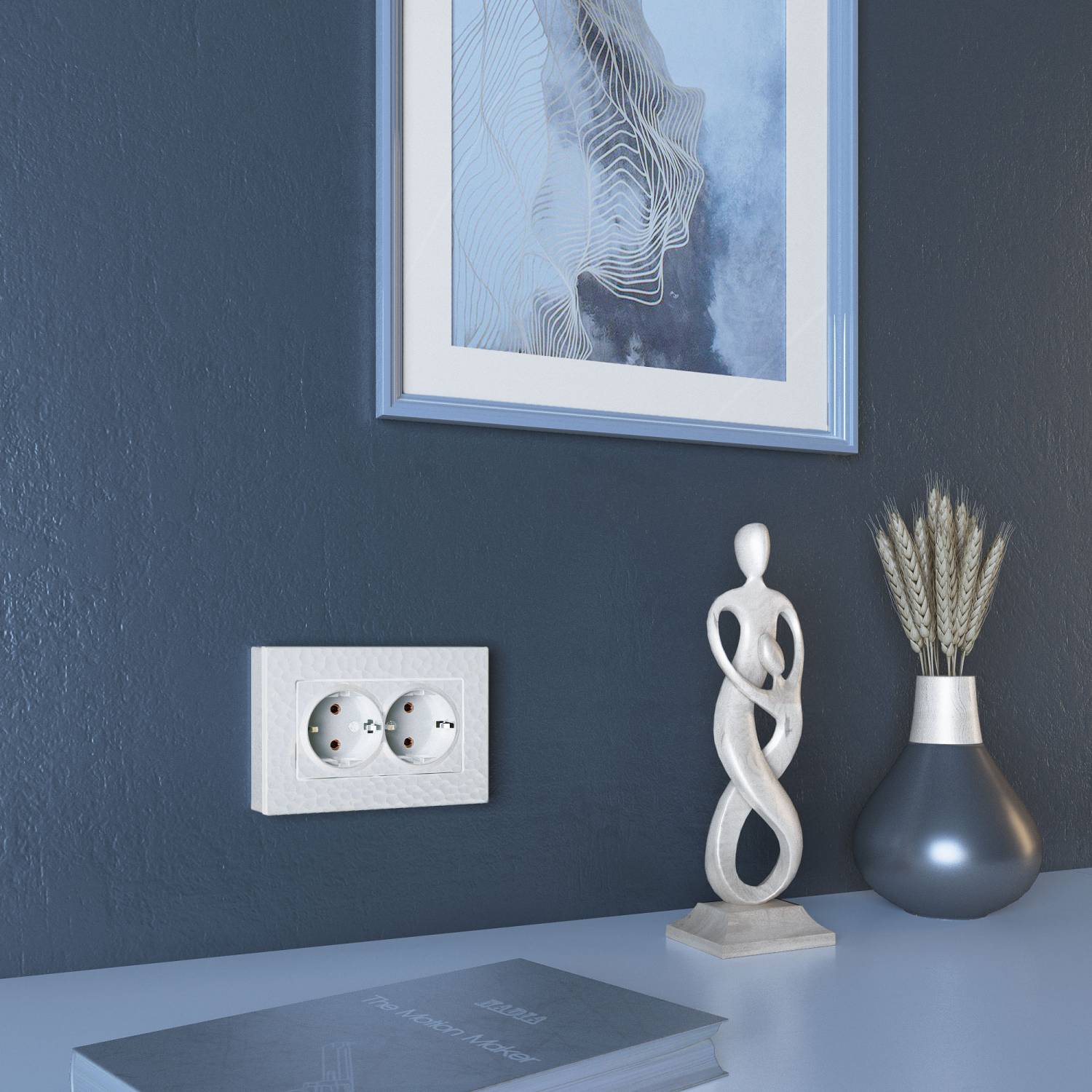 Розетка Werkel W1272001/ Розетка двойная с заземлением (hammer белый)