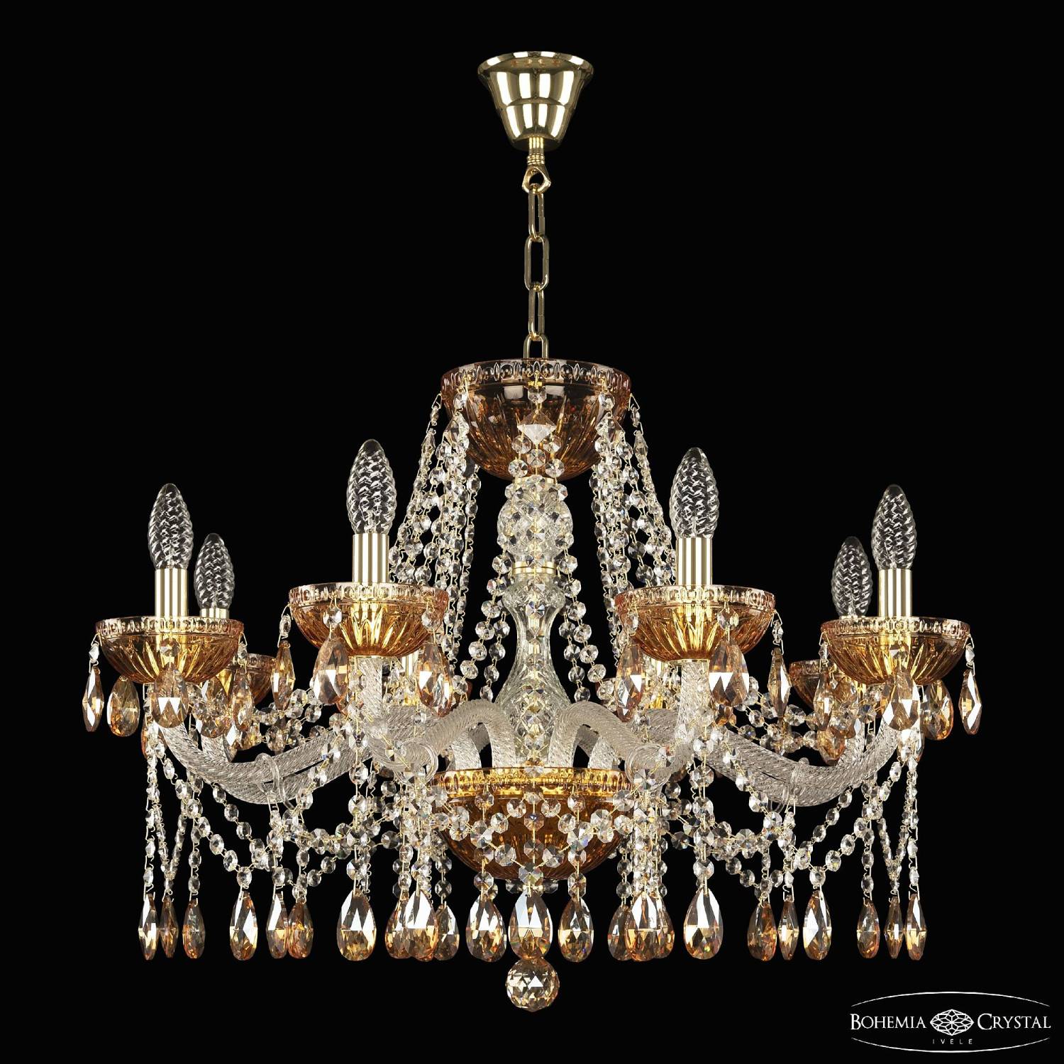 Подвесная люстра Bohemia 5413 5413/8/240 G Amber/M-1G K721