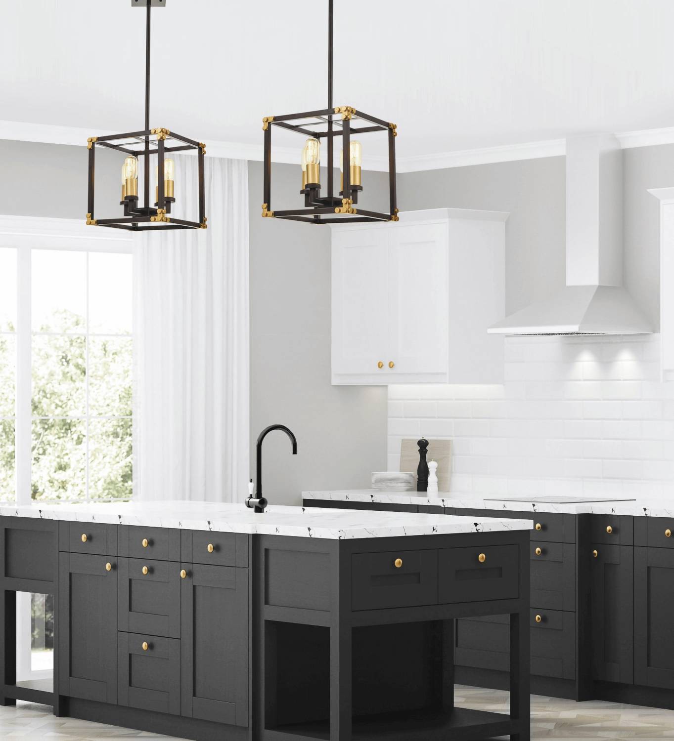 Люстра на штанге Lumina Deco Waldorf LDP 1140-4 BK+MD