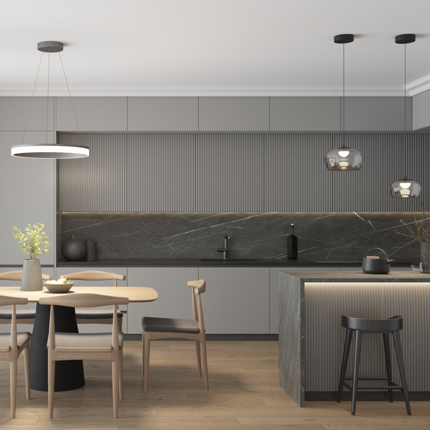 Светильник подвесной Denkirs Floa DK6741-BK+SM