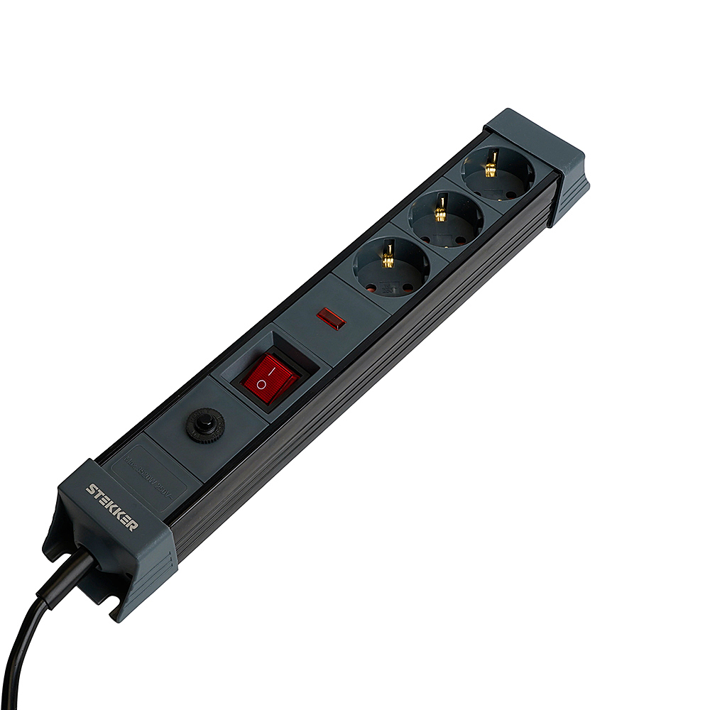 Сетевой фильтр 3-местный с/з 3x1мм2, 3 м, Stekker Techno 50154