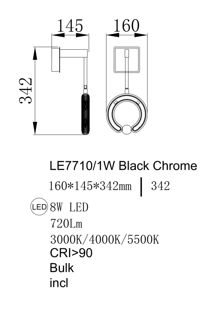 Настенное бра LEON Ani LE7710/1W Black Chrome