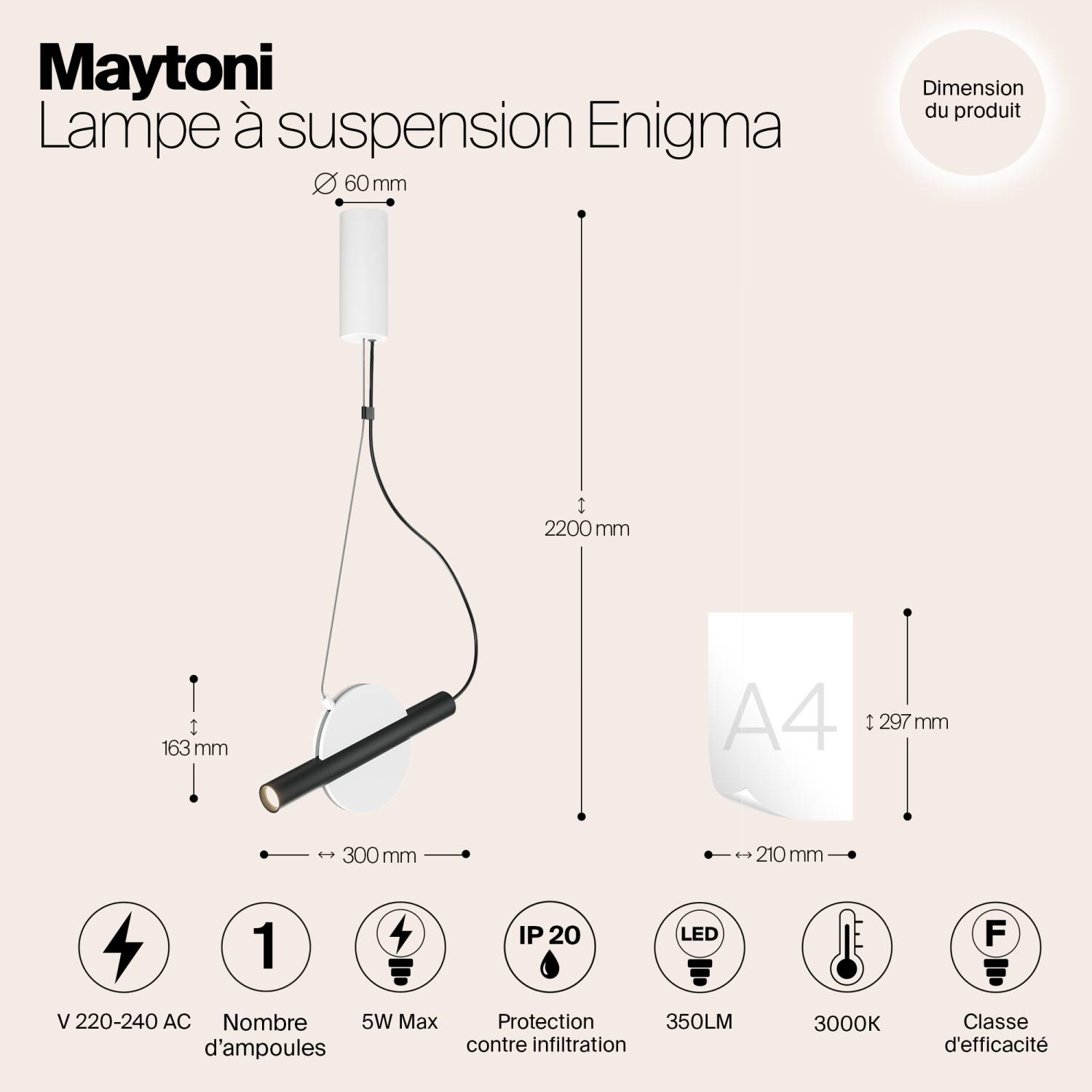 Светильник подвесной Maytoni Enigma MOD150PL-L5W3K