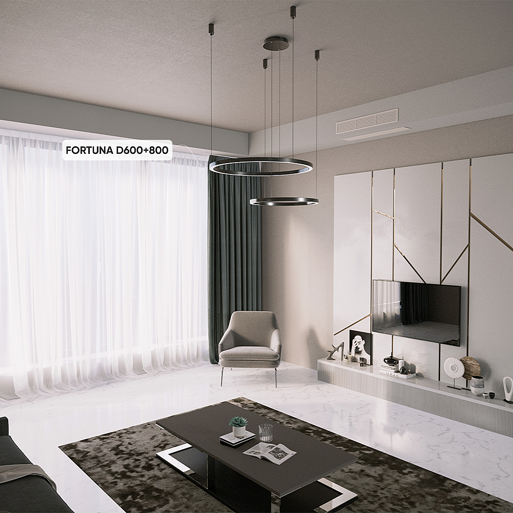 Подвесная люстра Crystal Lux Fortuna FORTUNA SP123W LED D600+800 BLACK