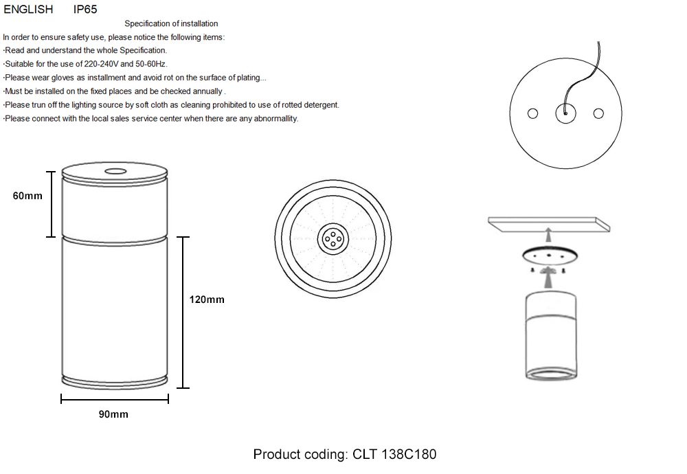 Накладной светильник Crystal Lux Clt 138 CLT 138C180 BL