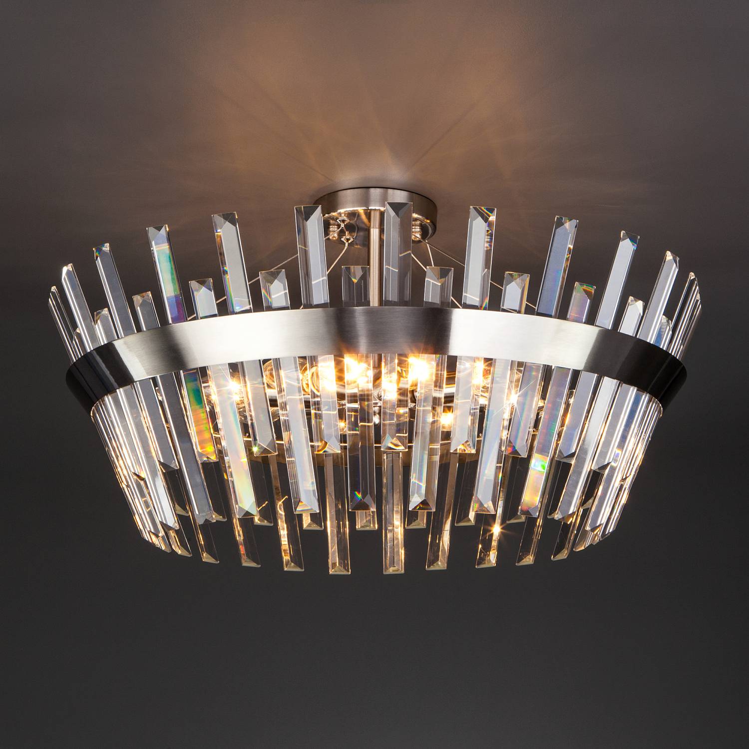 Потолочная люстра Eurosvet Steccato 10111/8 сатин-никель / прозрачный хрусталь Strotskis Smart