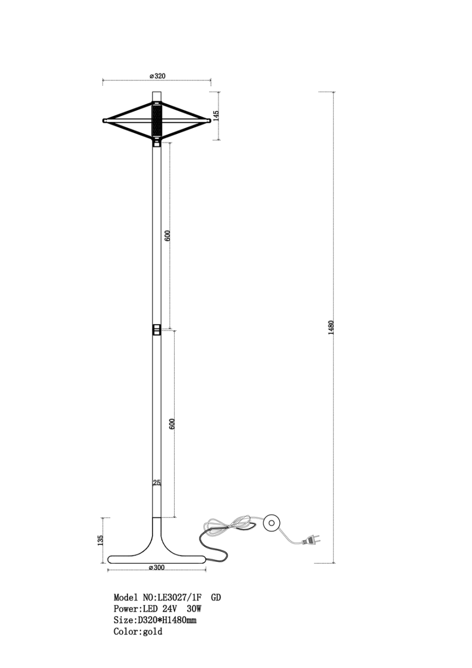 Торшер LEON Chantale LE3027/1F GD/PU