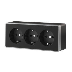 Розетка Werkel W5073134/ Розетка тройная с заземлением и шторками Gallant (черный с серебром)