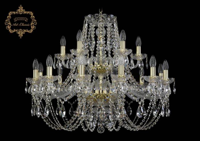 Подвесная хрустальная люстра 11.21 Art Classic 11.21.12+6.300.2d.Gd.Sp
