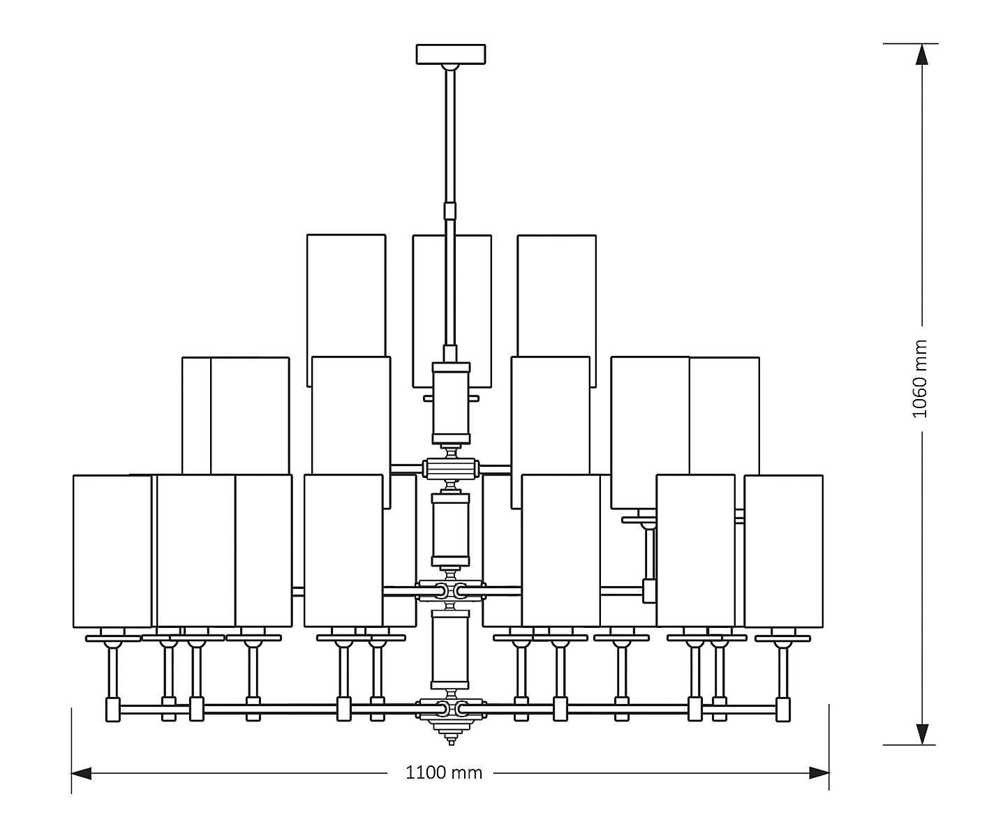 Люстра на штанге Kutek Empoli EMP-ZW-12+6+3(ZM)