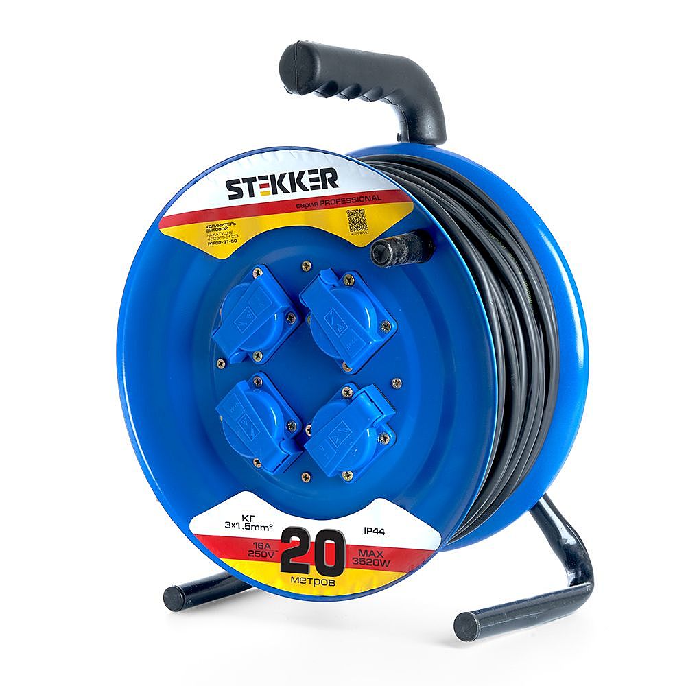 Удлинитель на металлической катушке с/з 4-местный Stekke Stekker Professional 39785 Удлинитель на металлической катушке с/з 4-местный Stekke Stekker Professional 39785