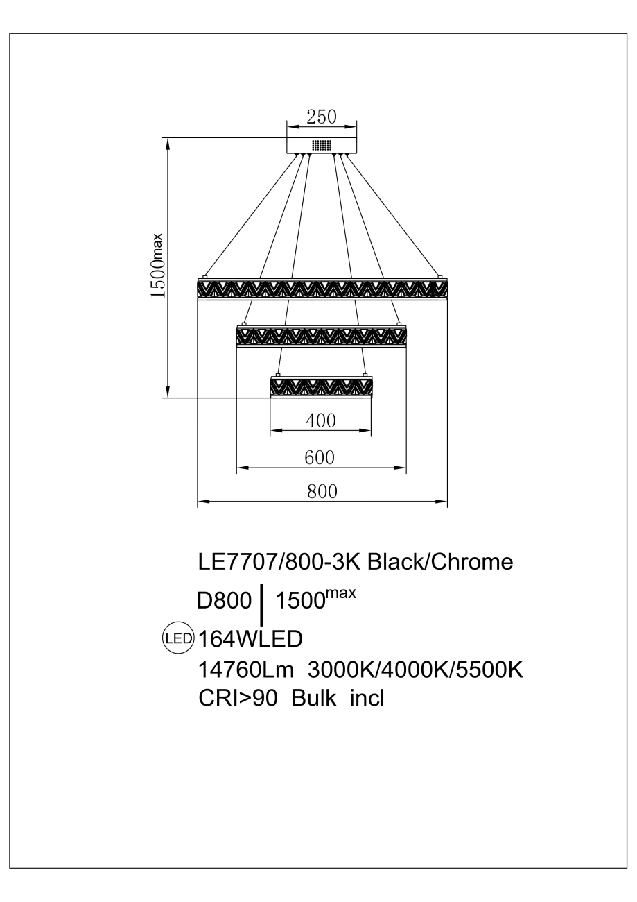 Подвесная люстра LEON Aida LE7707/800-3K Black Chrome
