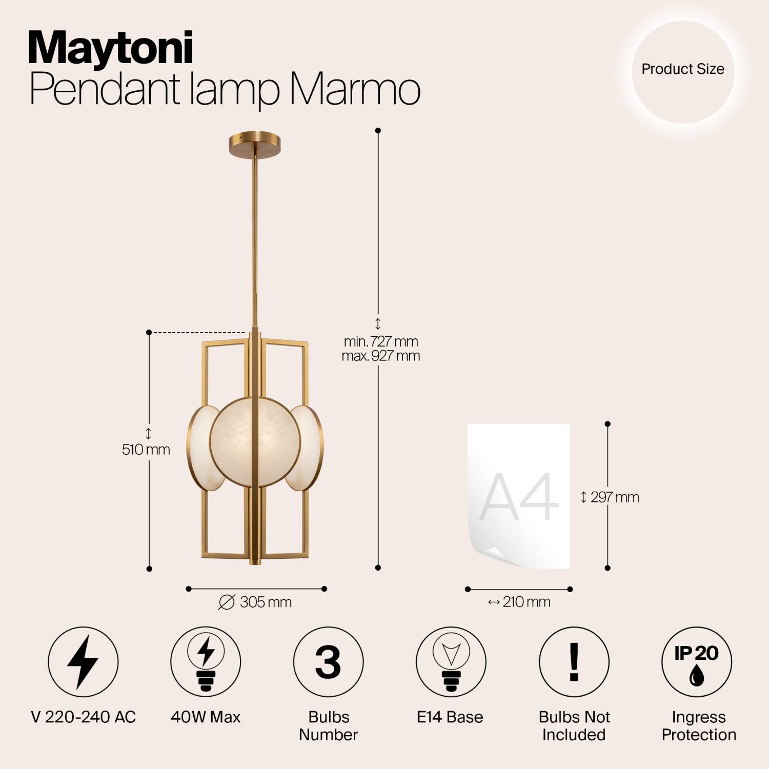 Люстра на штанге Maytoni Marmo MOD099PL-03G