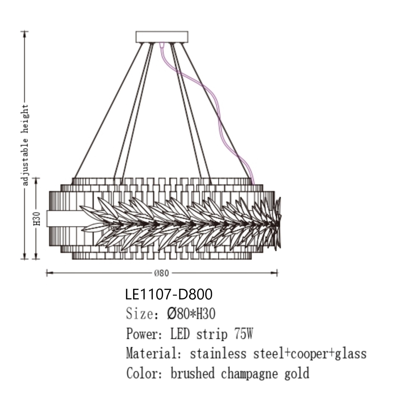Подвесная люстра LEON Cesar LE1107-D800