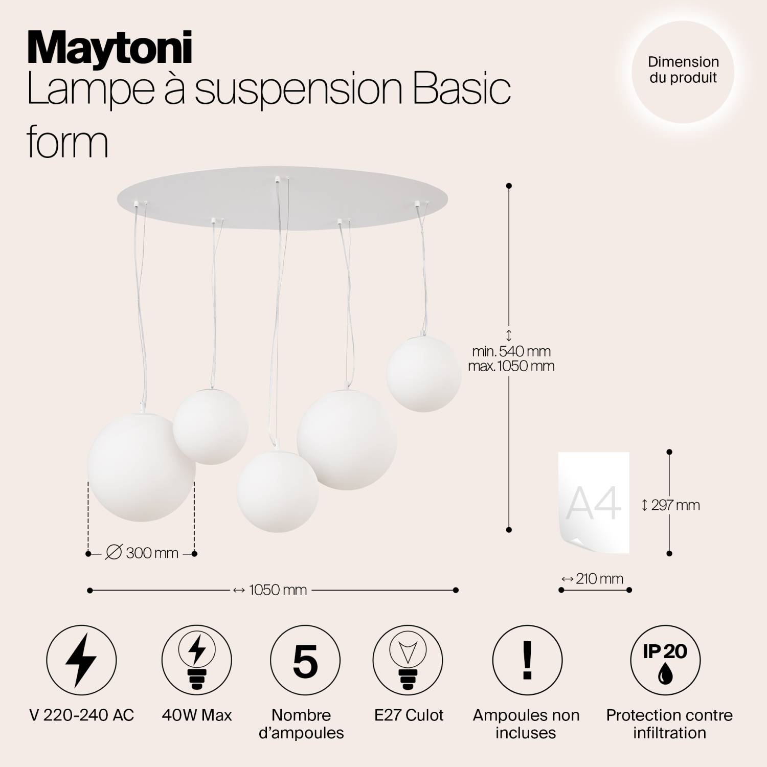 Светильник подвесной Maytoni Basic form MOD321PL-05W1
