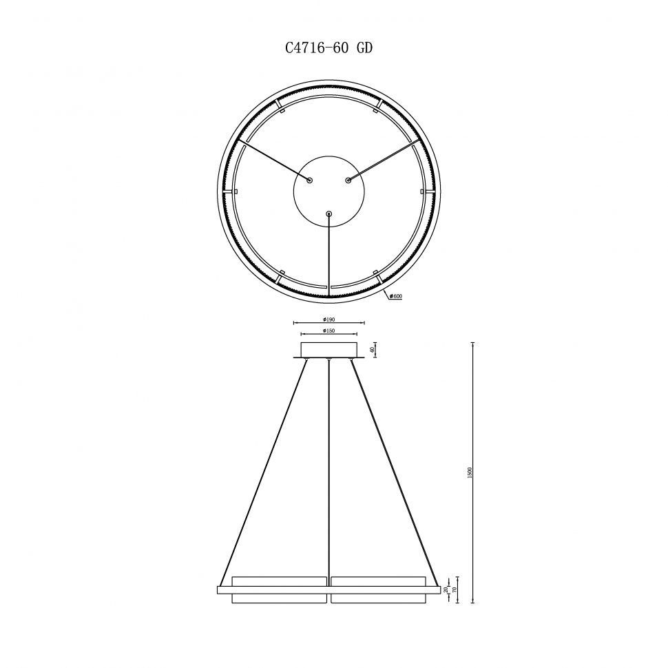 Подвесная люстра ILedex Meridian C4716-60 GD