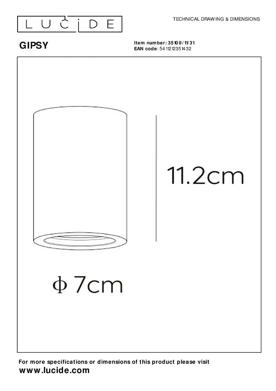 Накладной светильник Lucide Gipsy 35100/11/31