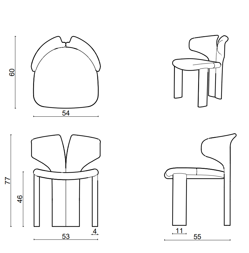 Обеденный стул Delight Collection Viva Viva Armless Chair