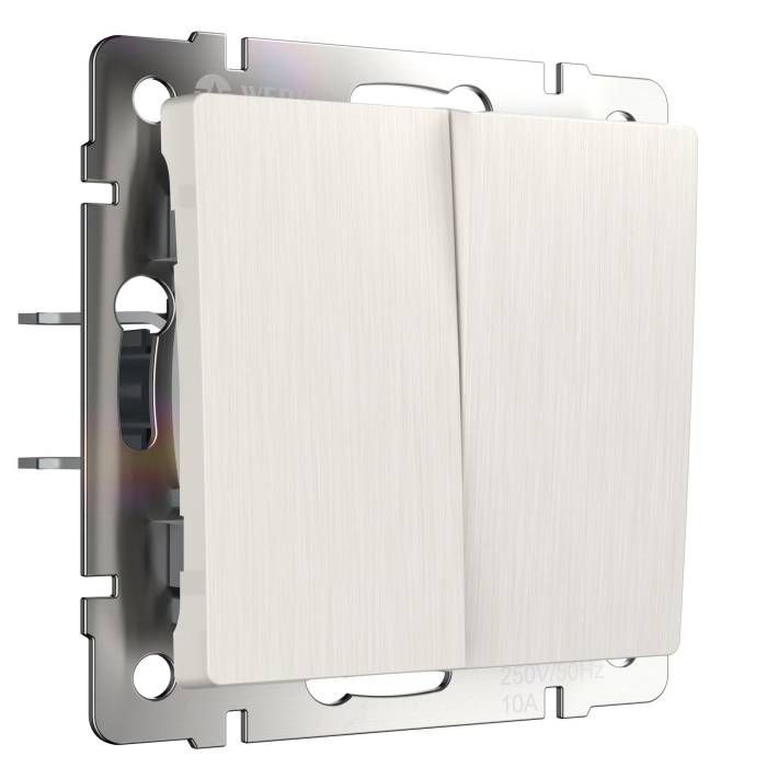 Выключатель Werkel W1122013/ Выключатель двухклавишный проходной (перламутровый рифленый)