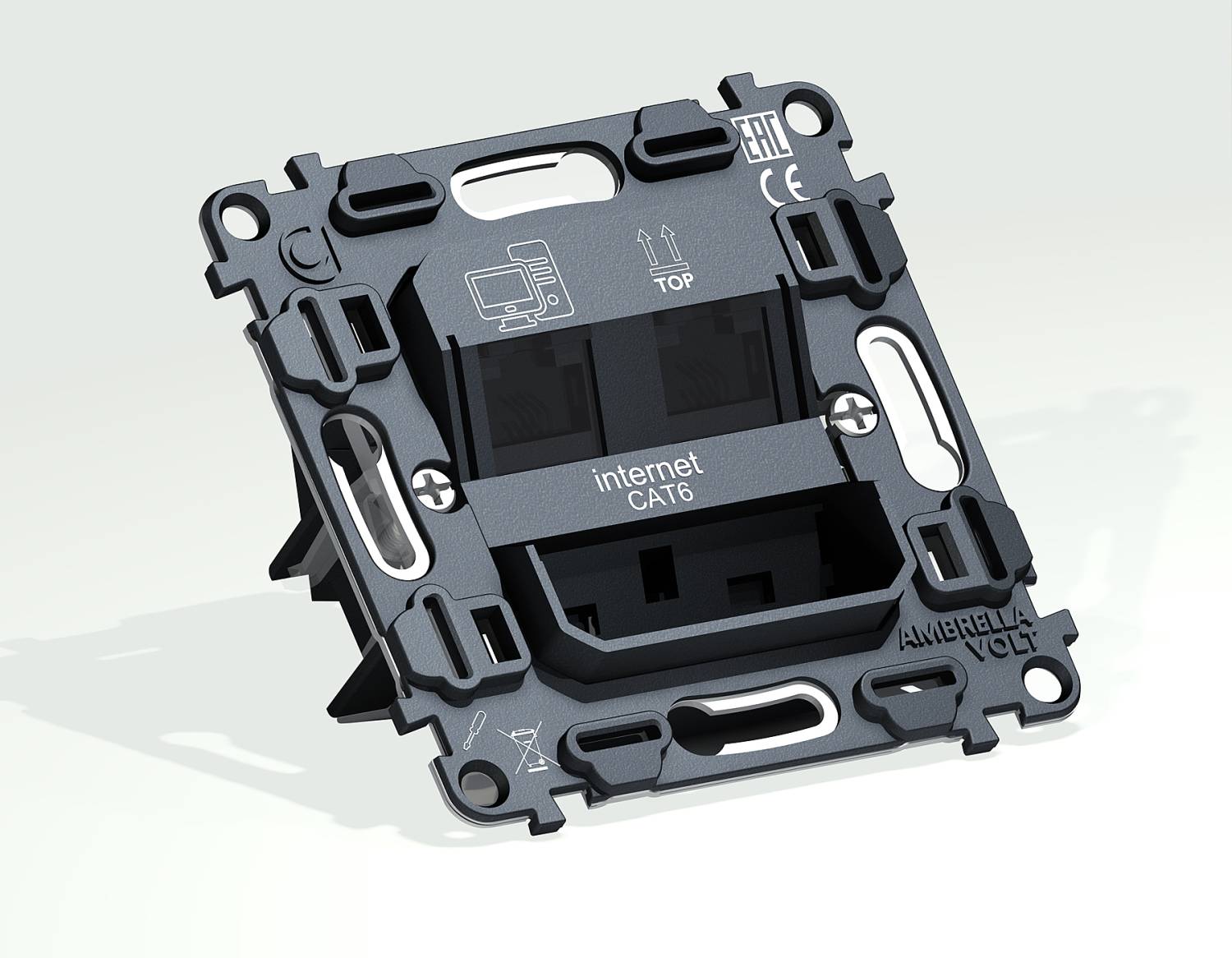 Механизм компьютерной двойной розетки RJ-45 Ambrella Volt QUANT VM189