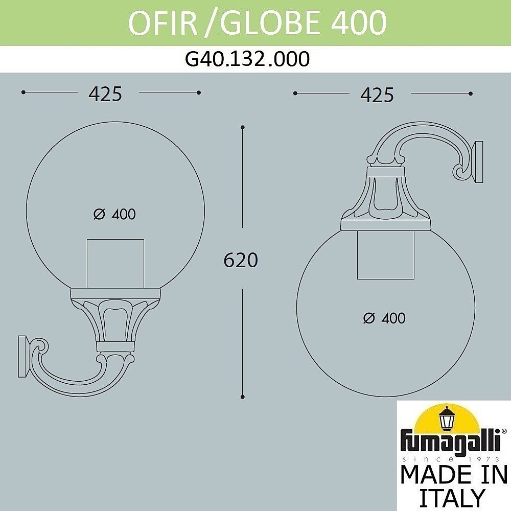Уличный настенный светильник Fumagalli Globe 400 G40.132.000.AYE27