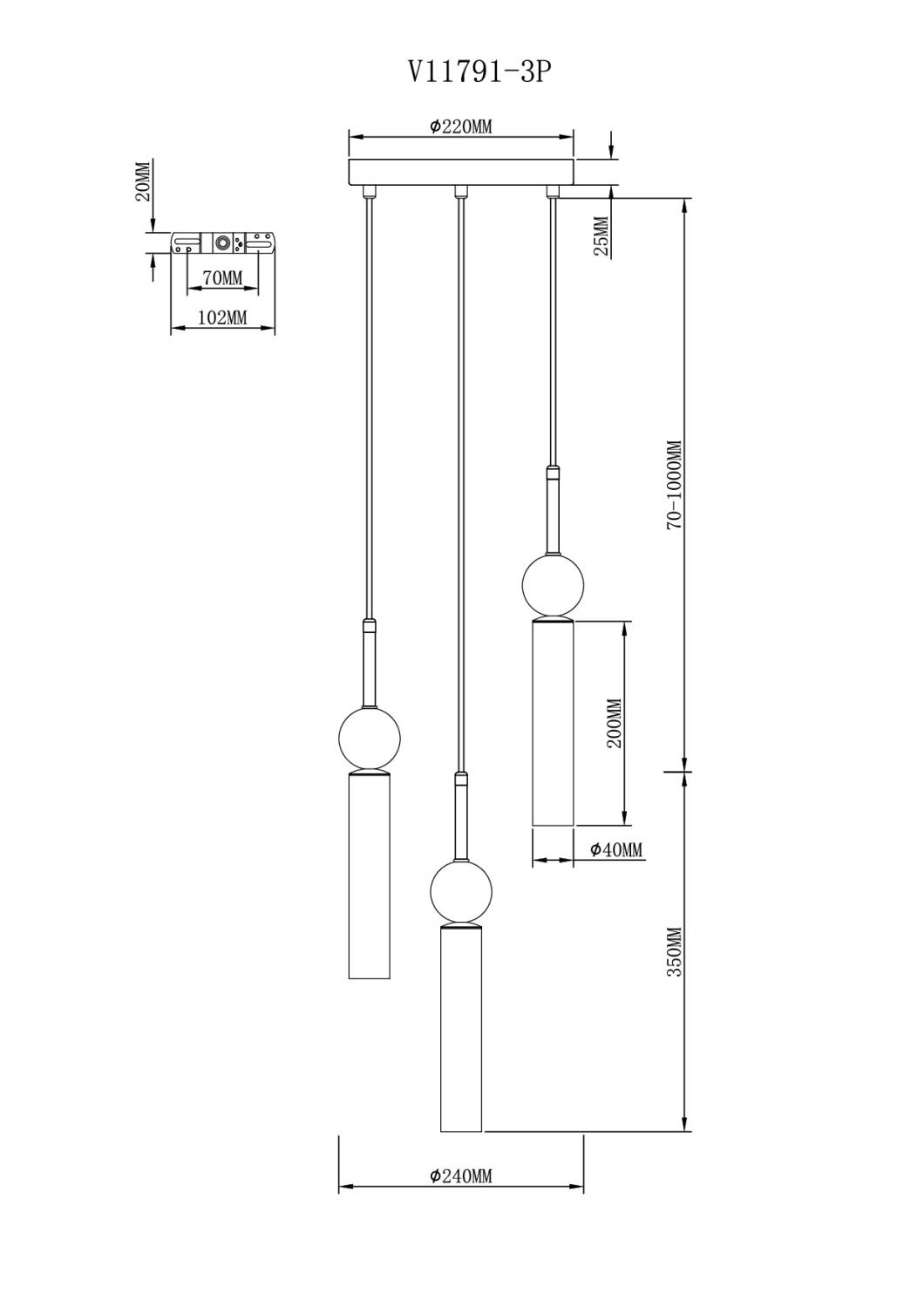 Светильник подвесной Moderli Illis V11791-3P