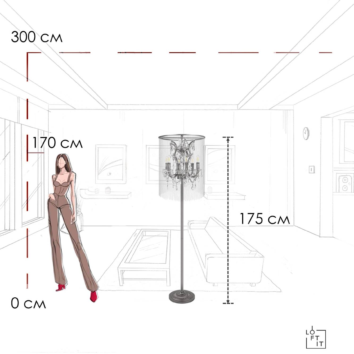 Торшер Loft It Vaille Crystal 10450F