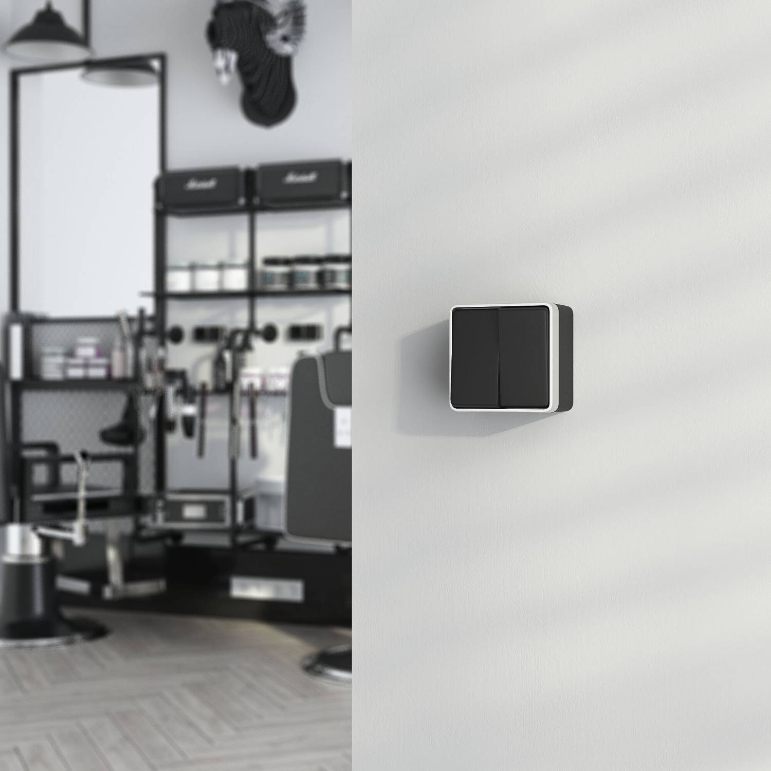 Выключатель Werkel W5020234/ Выключатель двухклавишный влагозащищенный Gallant (черный с серебром)