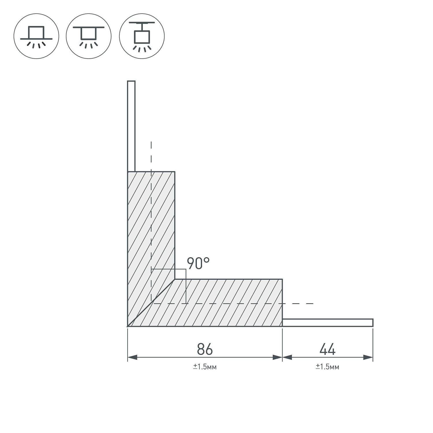 Внешний угол в сборе, для соединения 2-х профилей PLS-LOCK-H25 Arlight 026134