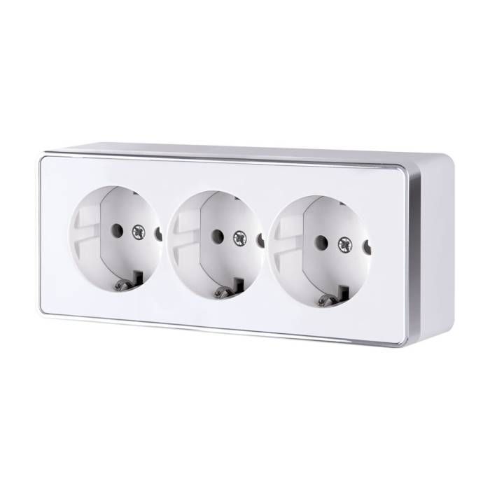 Розетка Werkel W5073101/ Розетка тройная с заземлением и шторками Gallant (белый)